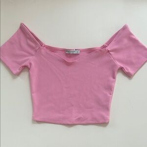 Stradivarius sweetheart neck short sleeve top — S